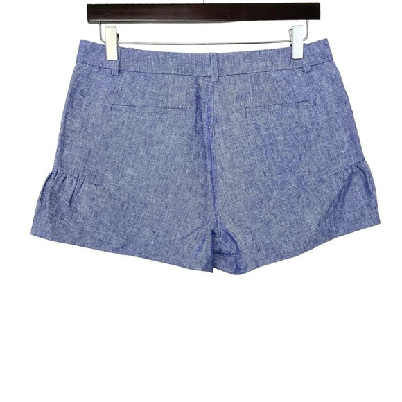 J. Crew Blue Linen Shorts Ruffle Size 2 - Picture 3 of 6